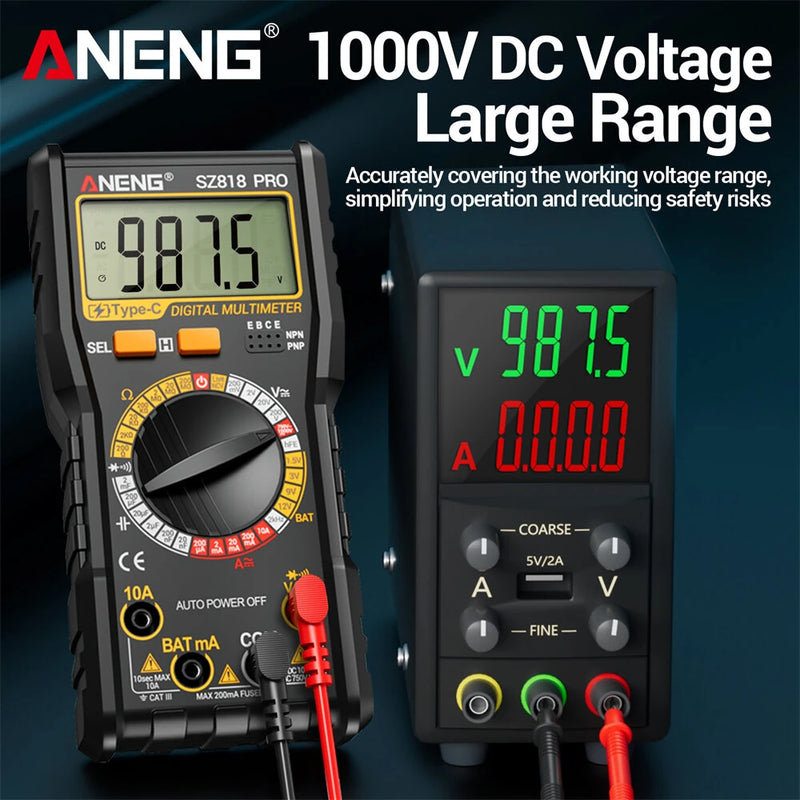 Load image into Gallery viewer, Aneng SZ818 PRO Multimeter with Type C Rechargeable Lithium Battery