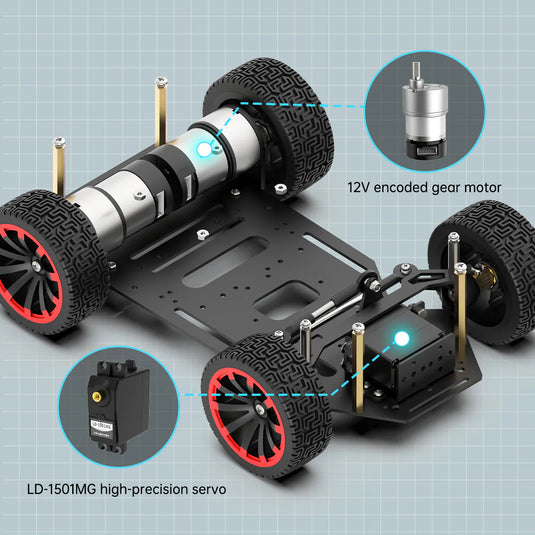 Ackerman Metal Chassis with Encoder Motors and Front Steering Servo