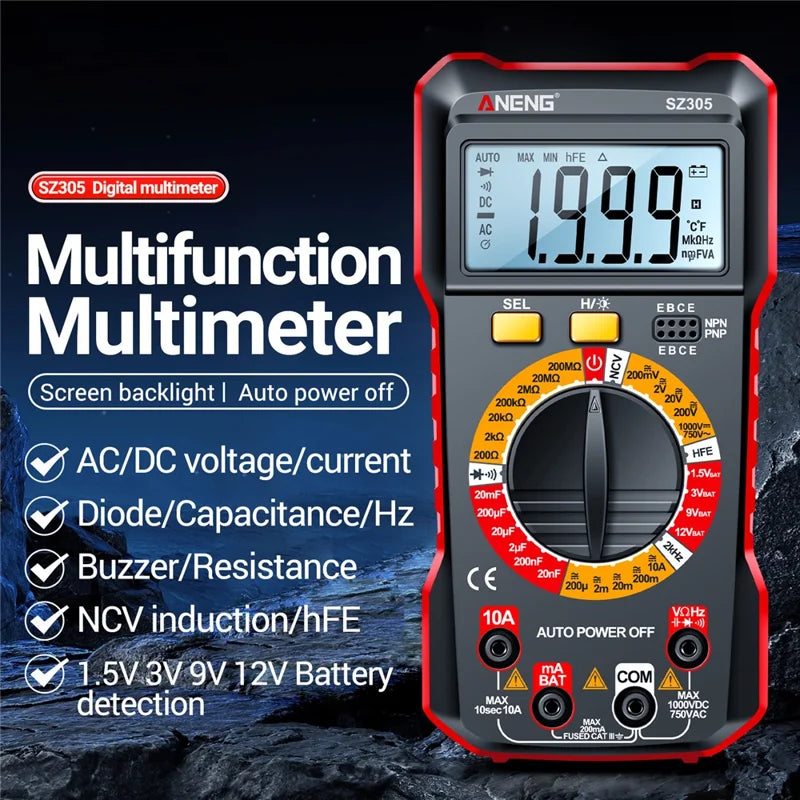 Load image into Gallery viewer, Aneng SZ305 High Precision Anti-Burn Portable Intelligent Digital Multimeter