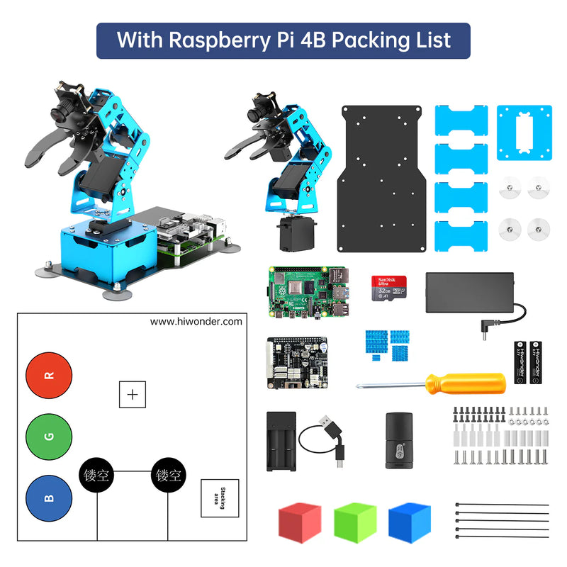 Load image into Gallery viewer, Hiwonder ArmPi mini 5DOF Vision Robotic Arm Powered by Raspberry Pi 5 Support Python, OpenCV Target Tracking for Beginners
