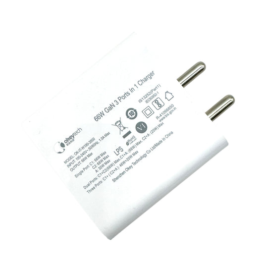 Okey-Tech 66W PD3.0 GaN 3 Ports in 1 Power Adaptor (BIS)