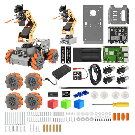 MasterPi AI Vision Chassis with Mecanum Wheels and Robot Arm