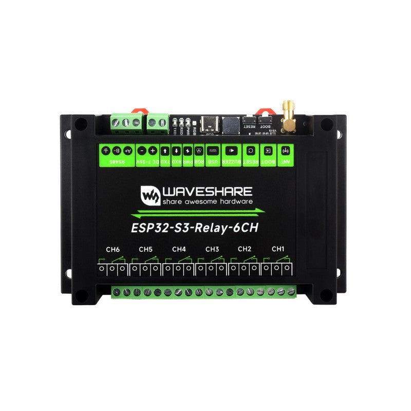 Load image into Gallery viewer, Industrial 6-Channel ESP32-S3 WiFi Relay Module, Supports WiFi / Bluetooth / RS485 control, Onboard RS485 / Pico HAT interfaces