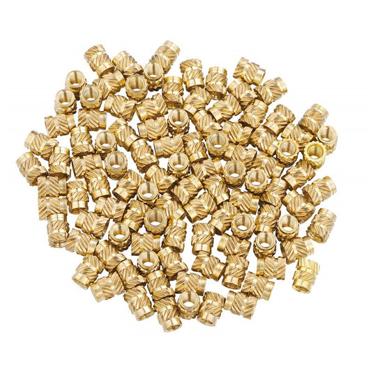 Brass Heat-Set Knurled Inserts for Plastic (Pack of 10)