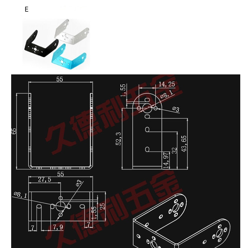 Load image into Gallery viewer, MG995 / MG996R / DS3115 Standard Servo Brackets & Bearings (1 piece per pack - All black finish)