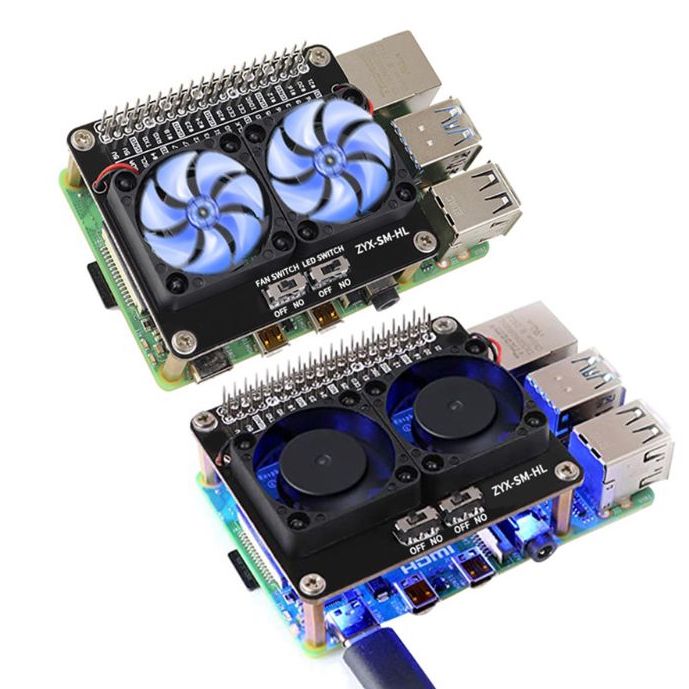 Load image into Gallery viewer, F19E Raspberry Pi Dual Cooling Fan Hat Online
