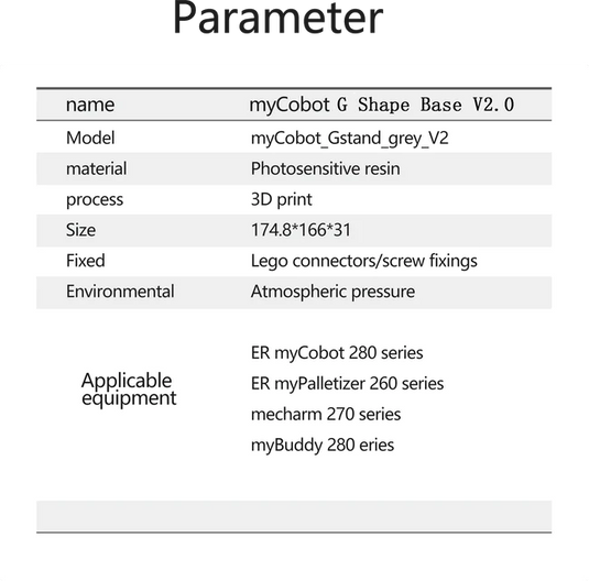 G Shape Base 2.0 For MyCobot/MyPalletizer/MechArm/MyBuddy