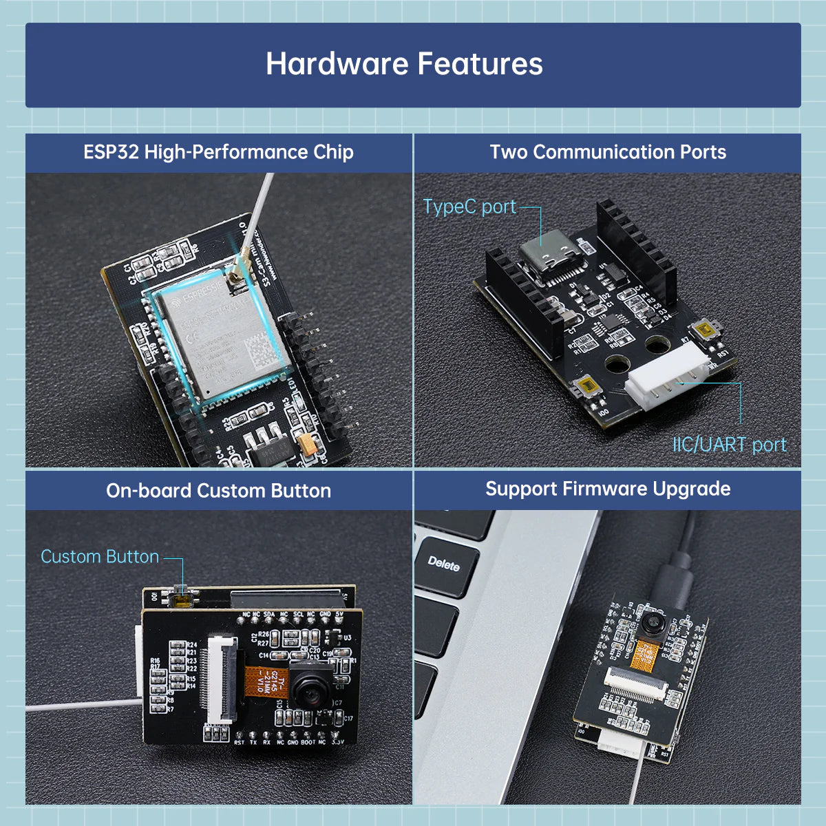 Thinkrobotics Button Module ESP32 S3-Cam AI Vision Module - WiFi Image Transmission for IoT and ...
