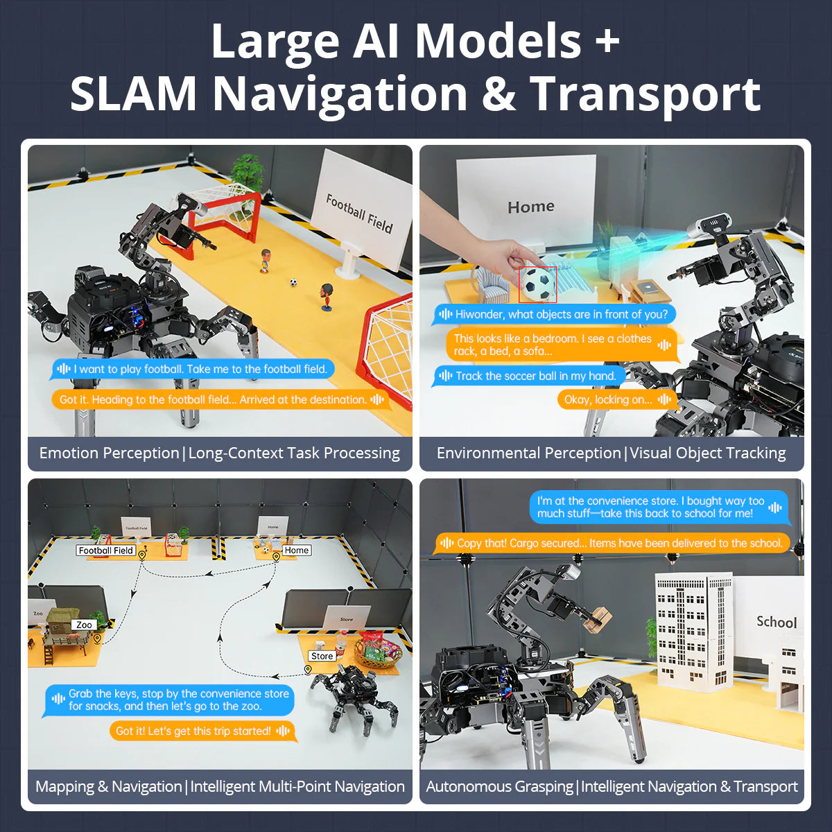 ROSpider ROS2 Hexapod Robot with Jetson/Raspberry Pi, Multimodal Large AI Models, ChatGPT, 3D Vision, SLAM Mapping & Navigation