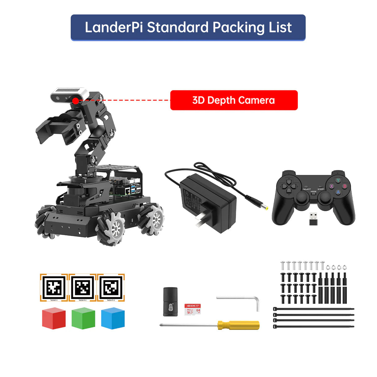 Hiwonder LanderPi: Raspberry Pi Robot Car with AI Vision Robotic Arm
