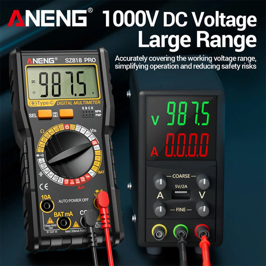 Aneng SZ818 PRO Multimeter with Type C Rechargeable Lithium Battery