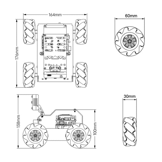 Hiwonder miniAuto AI Vision Robot Base on Arduino UNO R3 Controller with 360° Omnidirectional Mecanum Wheels