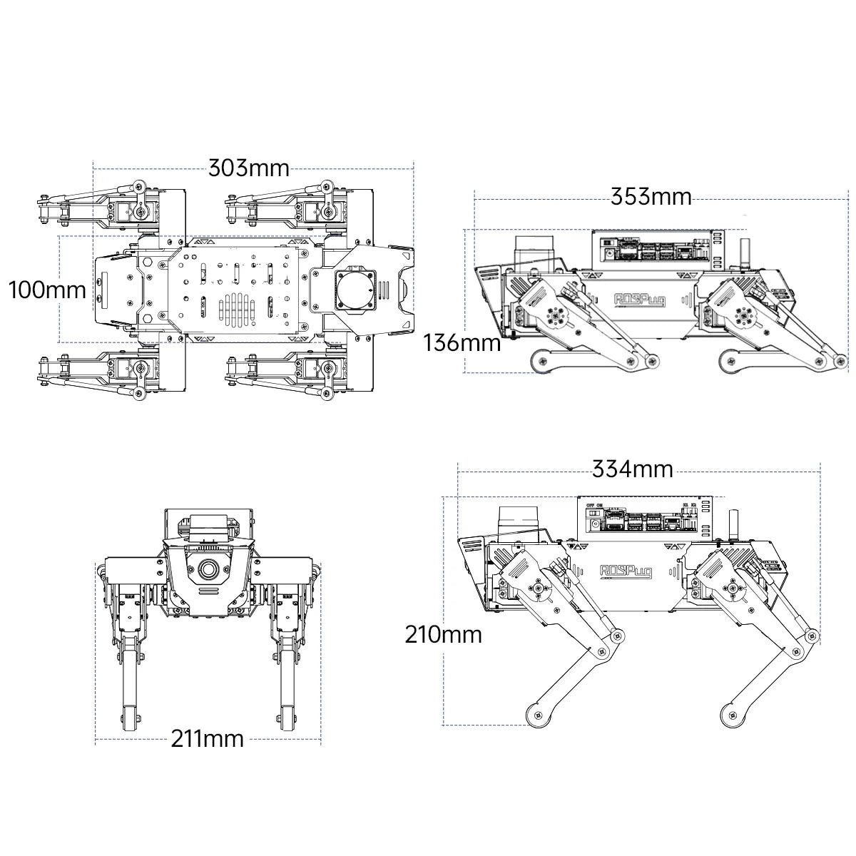 Hiwonder ROSPug Quadruped Bionic Robot Dog Powered by Jetson Nano ROS Open Source Python Programming