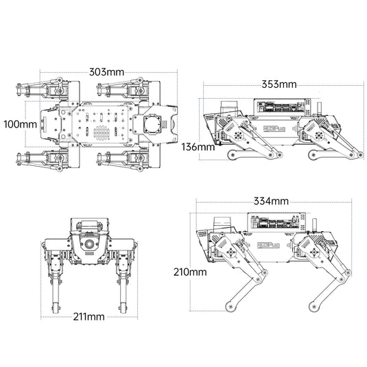 Hiwonder ROSPug Quadruped Bionic Robot Dog Powered by Jetson Nano ROS Open Source Python Programming