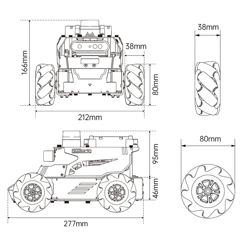 Load image into Gallery viewer, Hiwonder ROSOrin ROS2 Smart Car, Multimodal Large AI Model ChatGPT / Gemini / Grok / Llama, SLAM Navigation Programming, Mecanum Wheels Robot
