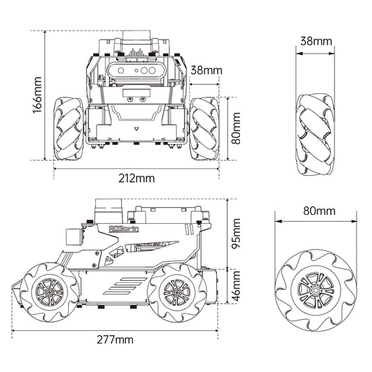 Hiwonder ROSOrin ROS2 Smart Car, Multimodal Large AI Model ChatGPT / Gemini / Grok / Llama, SLAM Navigation Programming, Mecanum Wheels Robot