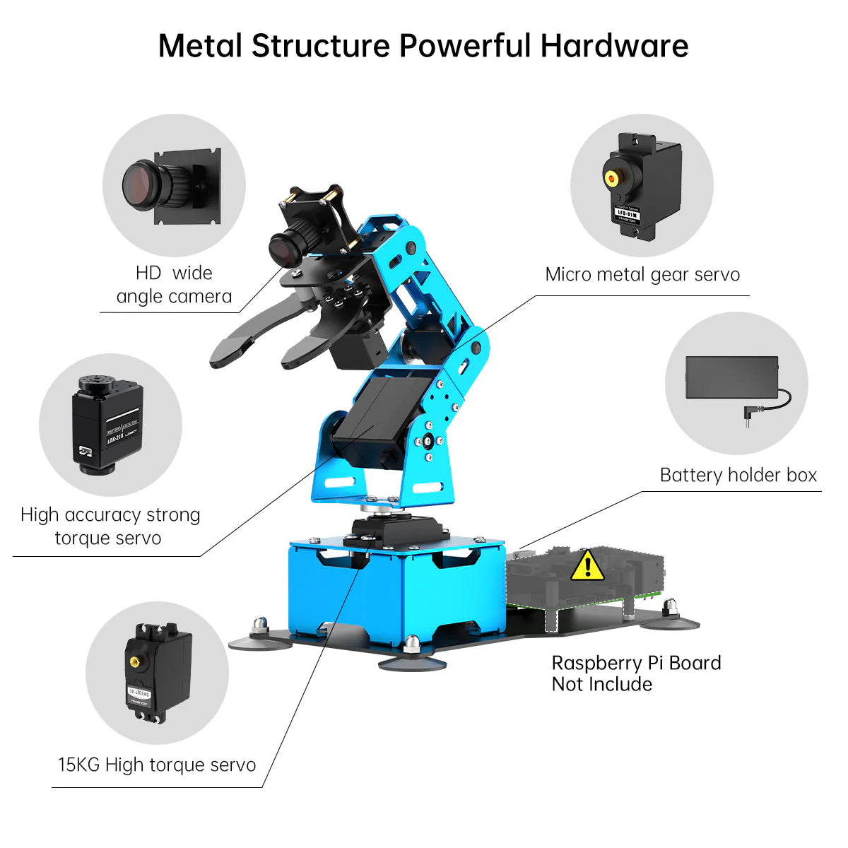 Hiwonder ArmPi mini 5DOF Vision Robotic Arm Powered by Raspberry Pi 5 Support Python, OpenCV Target Tracking for Beginners