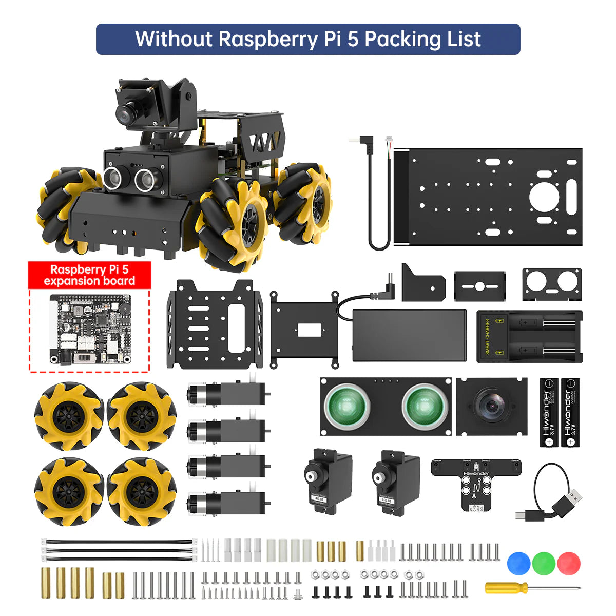 Hiwonder TurboPi Raspberry Pi ROS2 Robot Car with Mecanum Wheels