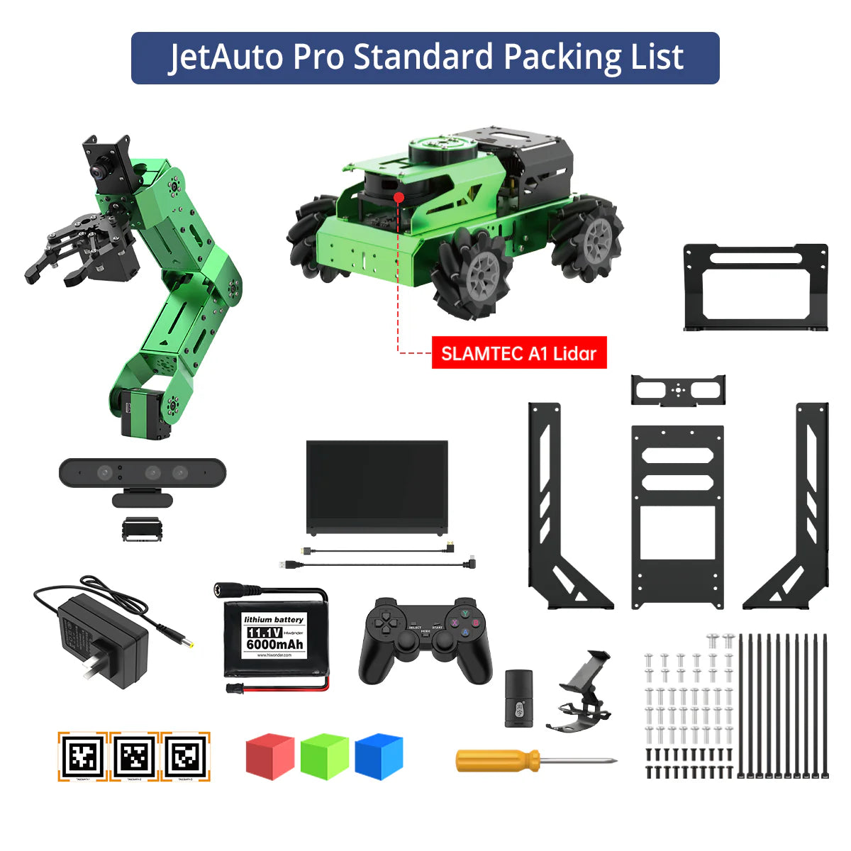 Hiwonder JetAuto Pro AI Robot Car with 6DOF Vision Robotic Arm, Support ROS1 ROS2