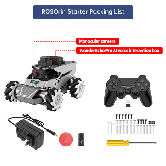 Hiwonder ROSOrin ROS2 Smart Car, Multimodal Large AI Model ChatGPT / Gemini / Grok / Llama, SLAM Navigation Programming, Mecanum Wheels Robot