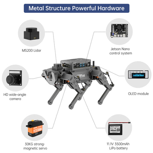 Hiwonder ROSPug Quadruped Bionic Robot Dog Powered by Jetson Nano ROS Open Source Python Programming