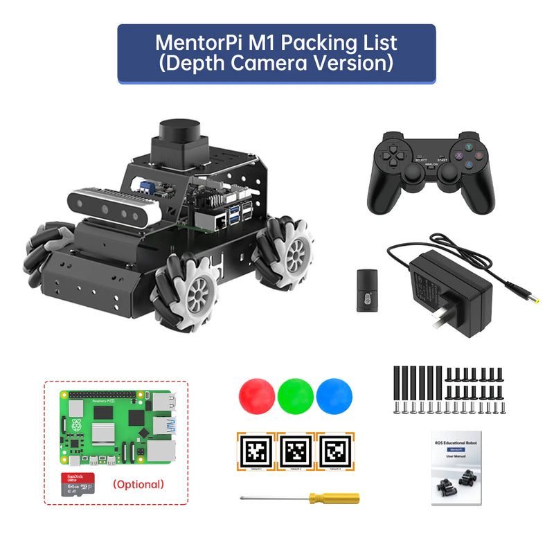 Load image into Gallery viewer, Hiwonder Raspberry Pi 5 Robot Car MentorPi M1 Mecanum-wheel Chassis ROS2-HUMBLE Support SLAM and Autonomous Driving
