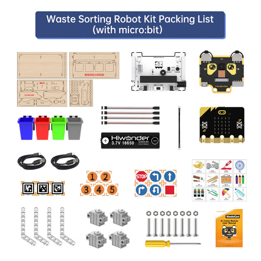 Waste Sorting Robot Kit: Hiwonder AI Vision Waste Classification Kit with Audio Broadcast Powered by micro:bit