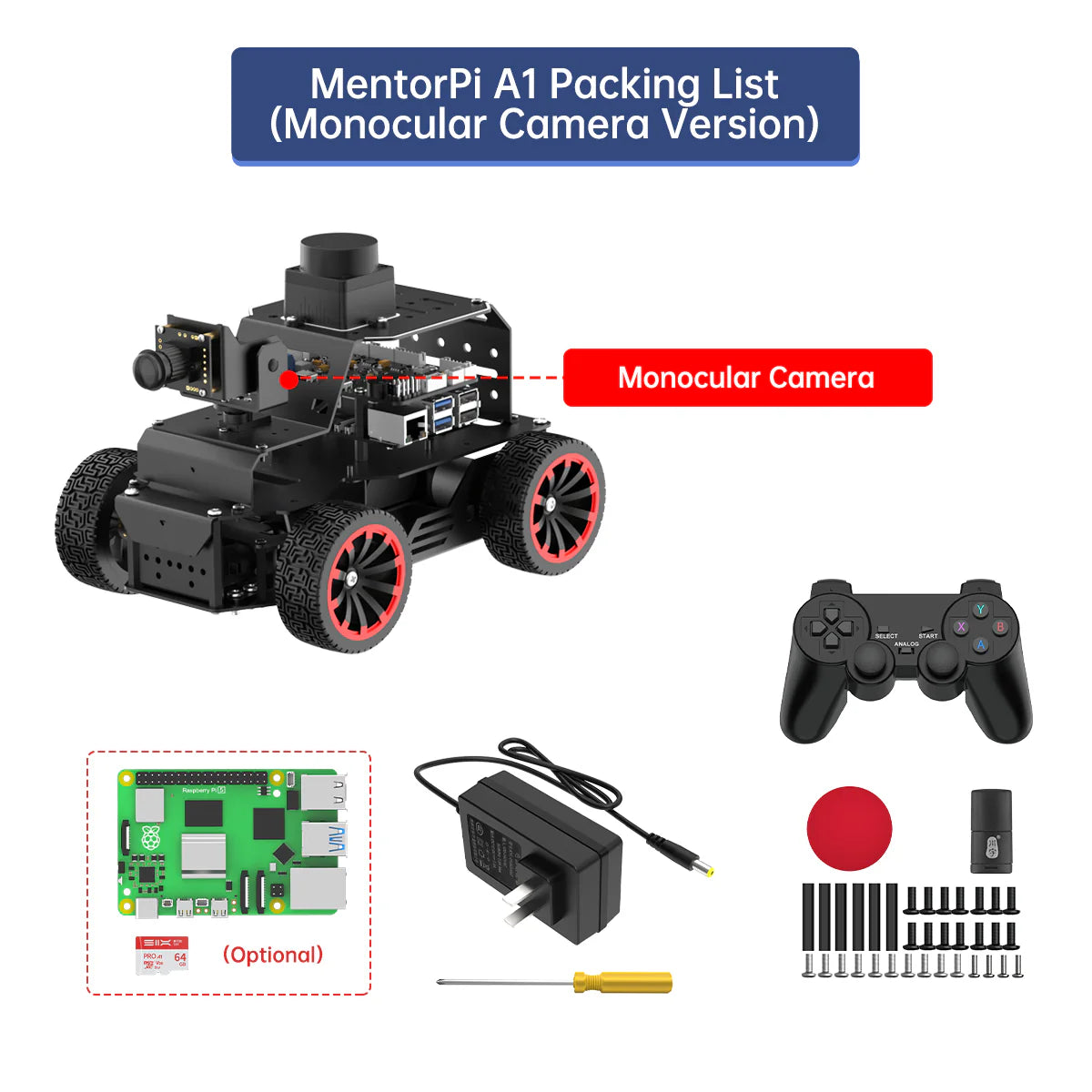 Hiwonder Raspberry Pi 5 Robot Car MentorPi A1 Ackermann Chassis ROS2