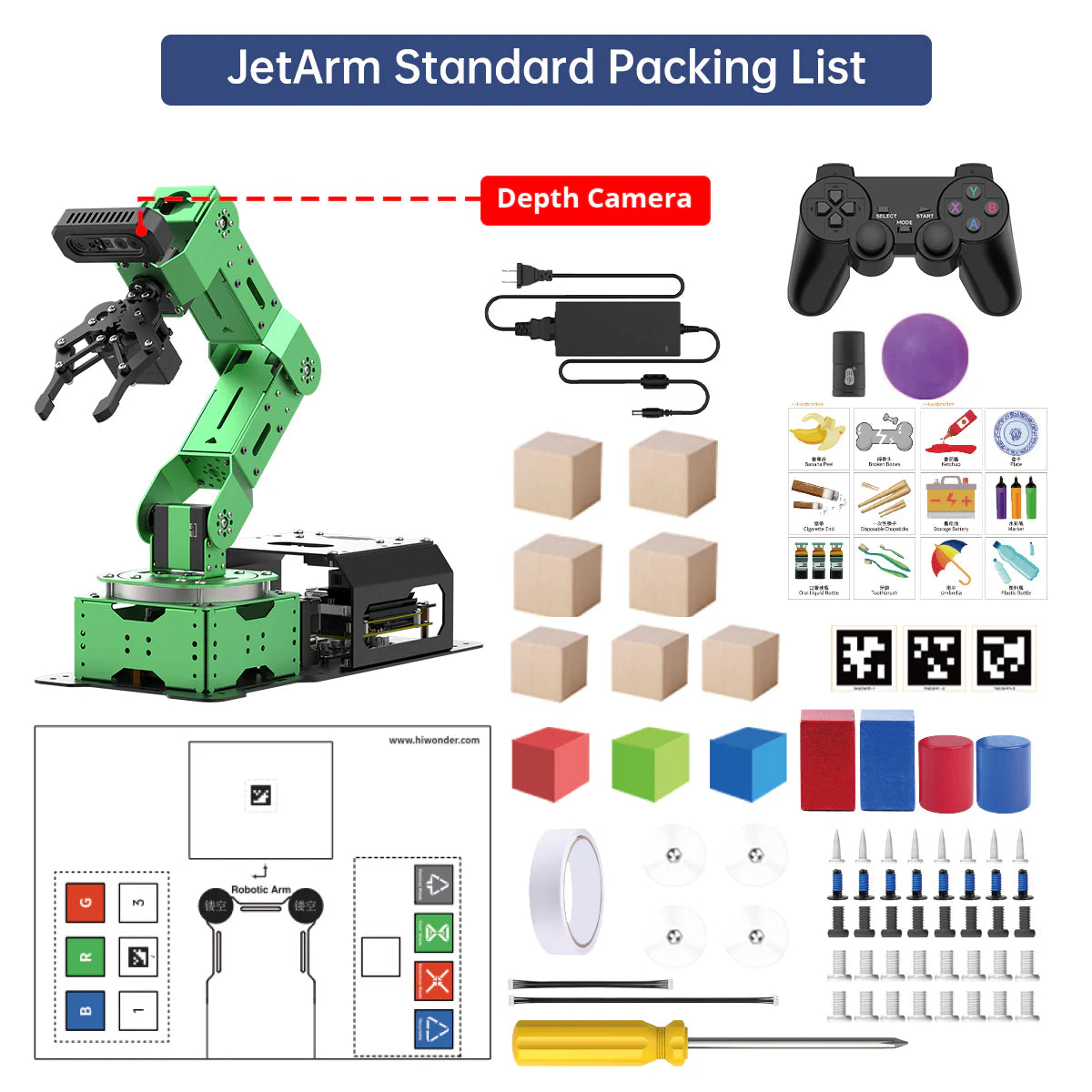 Hiwonder JetArm Pro ROS1 ROS2 3D Vision Robot, with Multimodal AI Mode