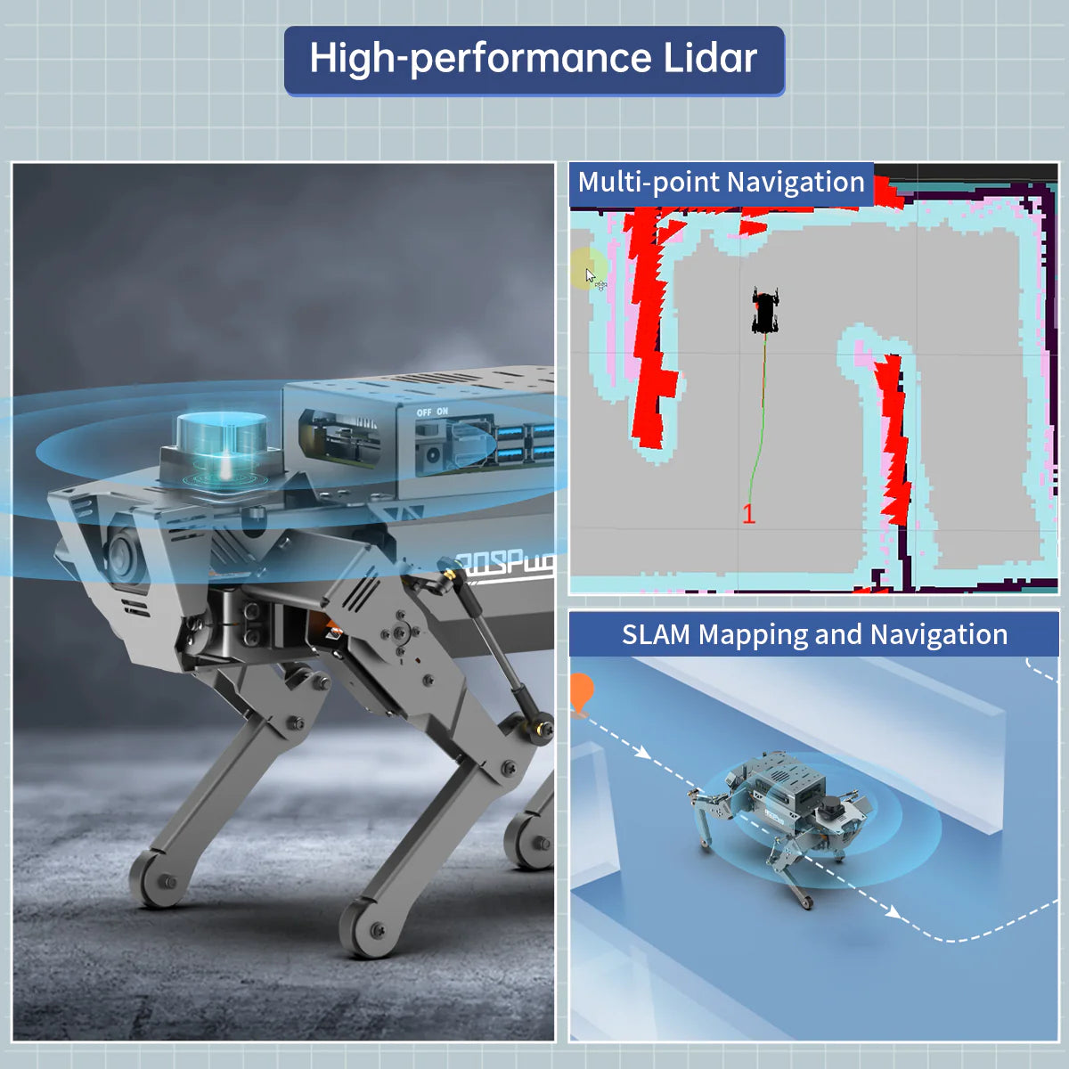 Hiwonder ROSPug Quadruped Bionic Robot Dog Powered by Jetson Nano ROS Open Source Python Programming