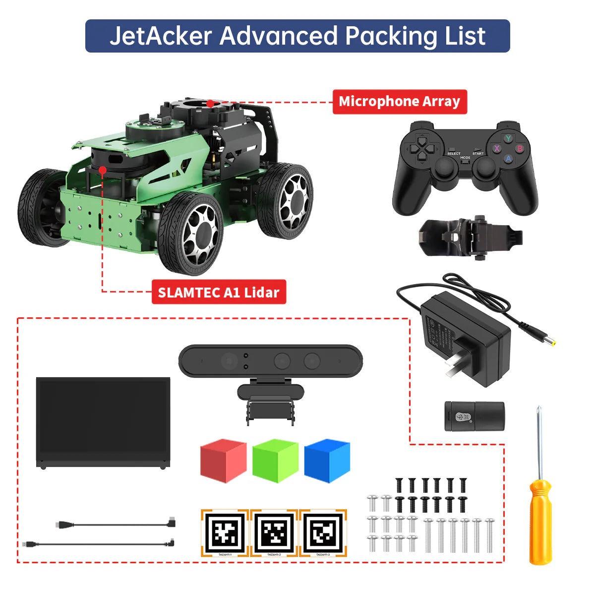 JetAcker ROS Education Robot Car with Ackerman Structure Powered by Jetson Nano
