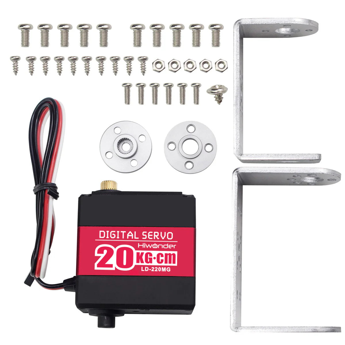 Hiwonder LD-220MG Full Metal Gear Digital Servo with Dual Ball Bearing,Metal Servo Horn, Metal Bracket for Robot