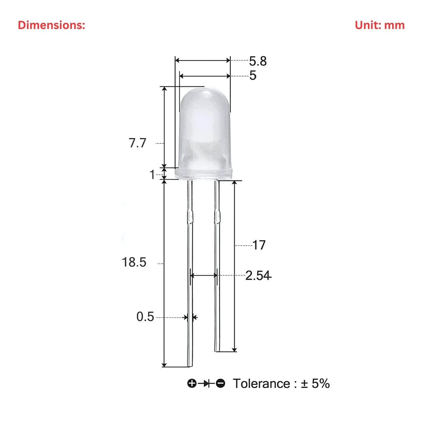 Transparent 5mm LED (Pack of 10)