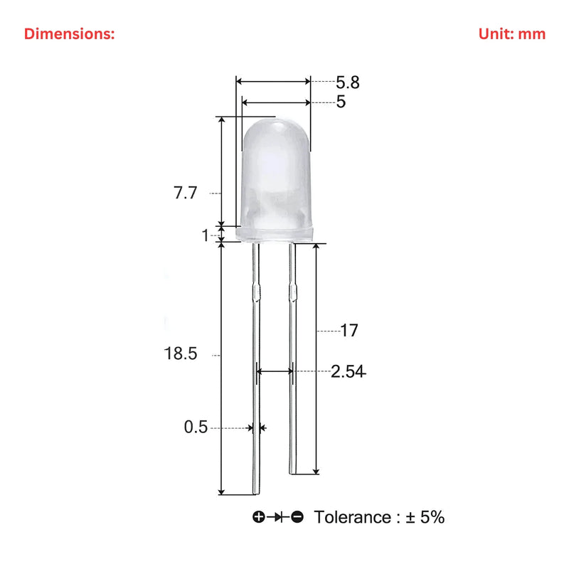 Load image into Gallery viewer, Transparent Diffused 5mm LED (Pack of 10)
