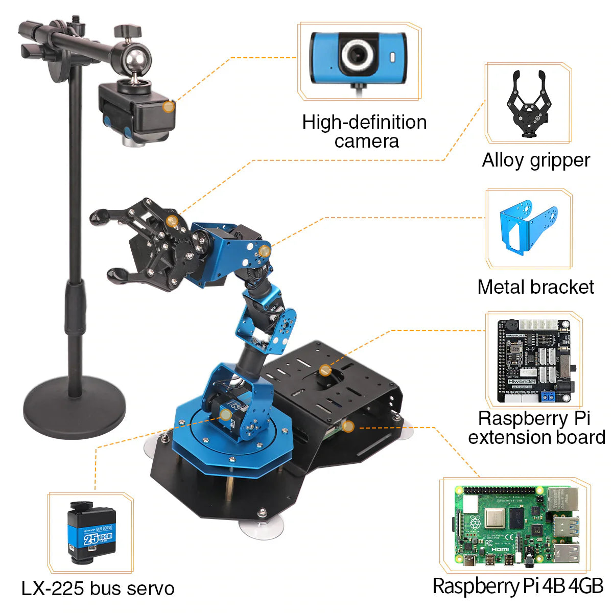 ArmPi Hiwonder Raspberry Pi 4B (4GB) AI Vision Robotic Arm/ Python Program