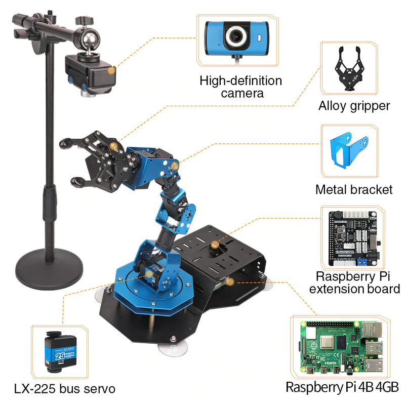 Load image into Gallery viewer, ArmPi Hiwonder Raspberry Pi 4B (4GB) AI Vision Robotic Arm/ Python Program
