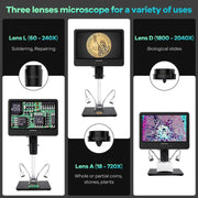 AD246S-M/AD249S-M 3 lenses 10/7 inch LCD HDMI Digital Microscope