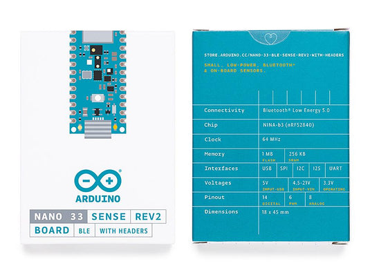 Arduino Nano 33 BLE Sense Rev2 with headers (ABX00070)
