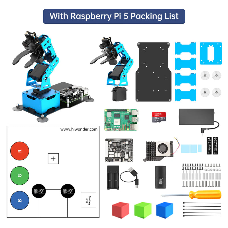 Load image into Gallery viewer, Hiwonder ArmPi mini 5DOF Vision Robotic Arm Powered by Raspberry Pi 5 Support Python, OpenCV Target Tracking for Beginners
