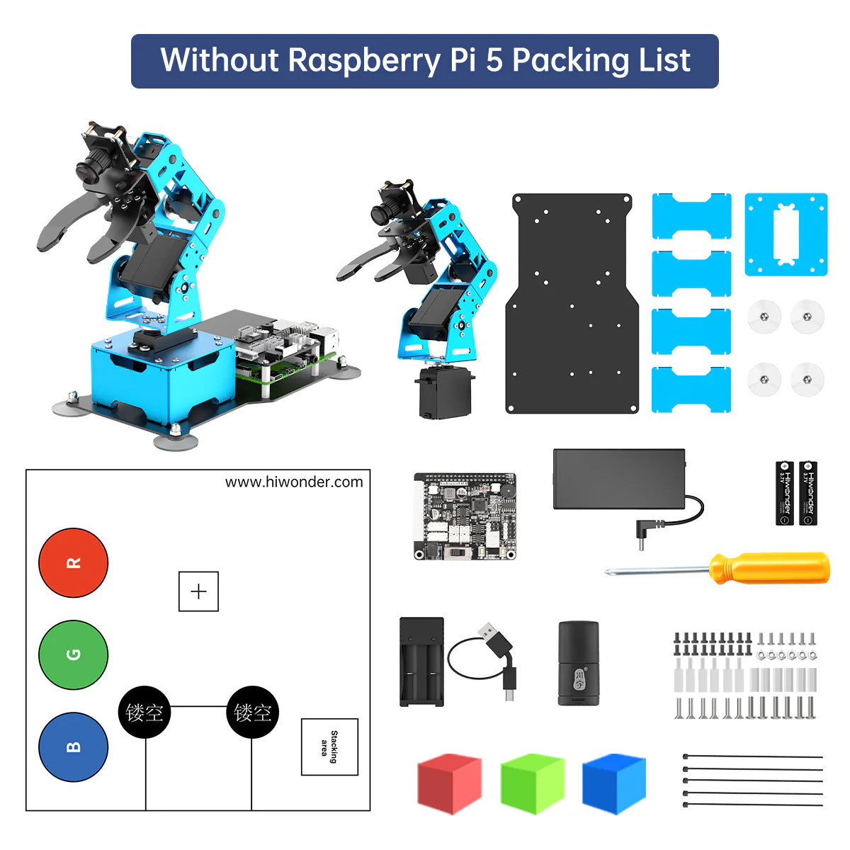 Hiwonder ArmPi mini 5DOF Vision Robotic Arm Powered by Raspberry Pi 5 Support Python, OpenCV Target Tracking for Beginners