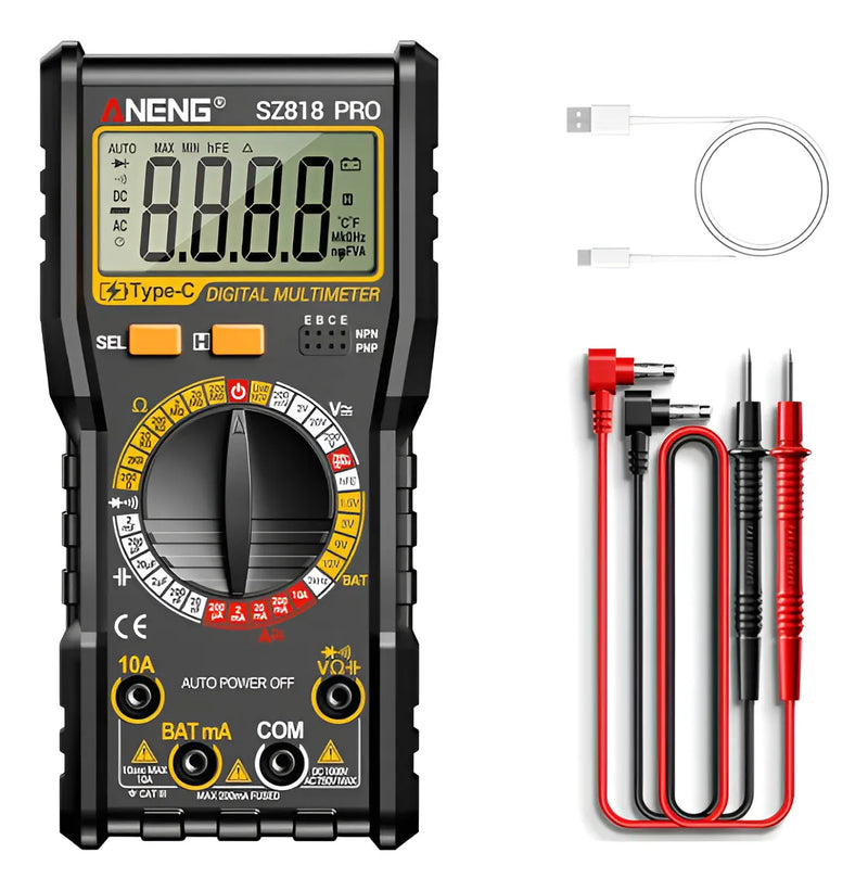 Load image into Gallery viewer, Aneng SZ818 PRO Multimeter with Type C Rechargeable Lithium Battery
