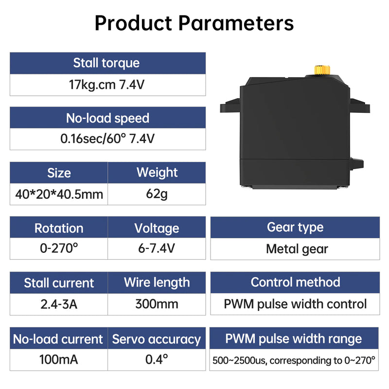 Load image into Gallery viewer, Hiwonder LD-3015MG Full Metal Gear Digital Servo with 17kg High Torque for RC Robot Car
