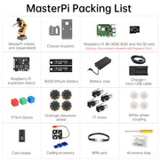 MasterPi AI Vision Chassis with Mecanum Wheels and Robot Arm