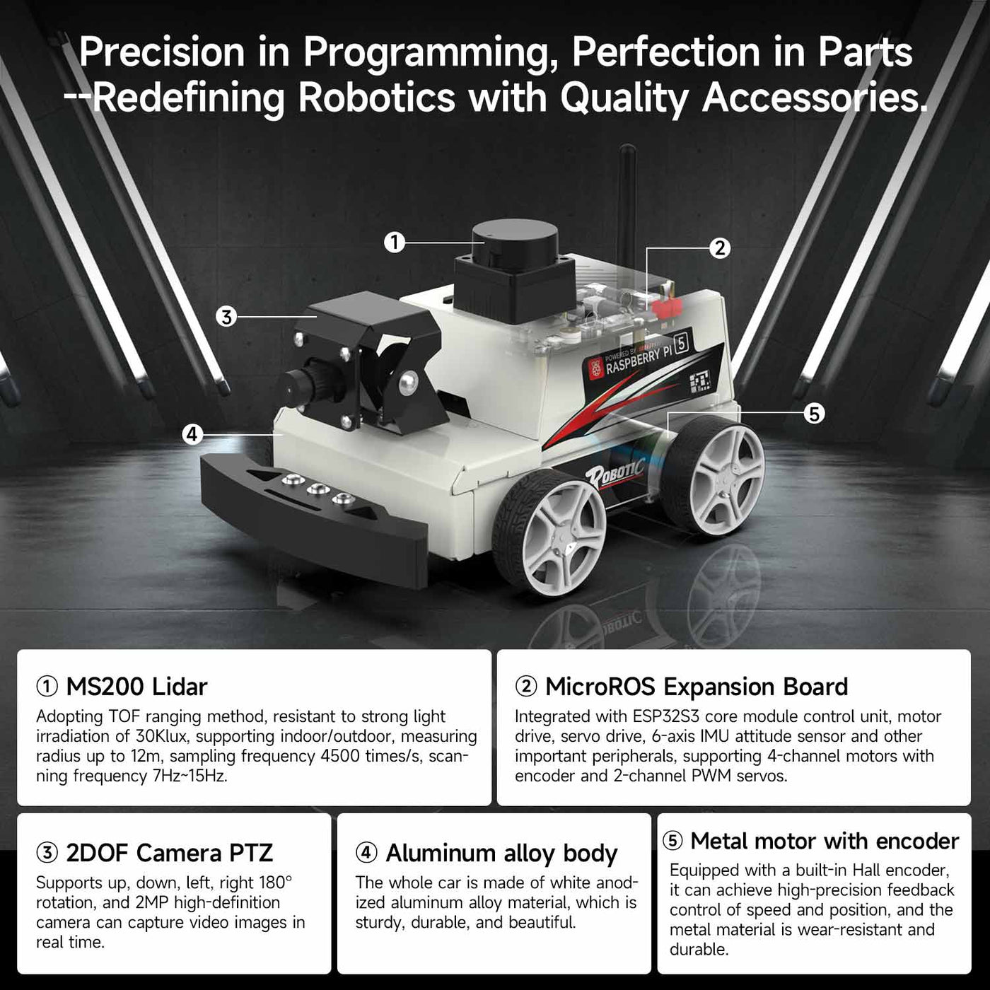 MicroROS-Pi5 ROS2 Robot Car for Raspberry Pi 5 (ROS2-HUMBLE + Python3)