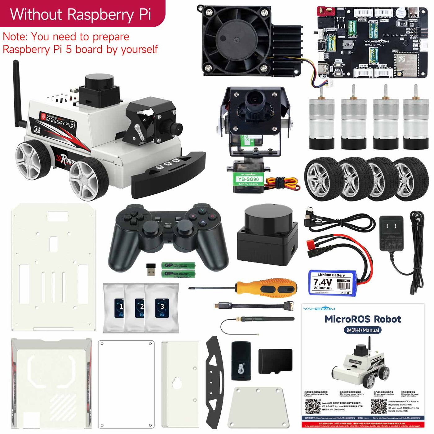 MicroROS-Pi5 ROS2 Robot Car for Raspberry Pi 5 (ROS2-HUMBLE + Python3)