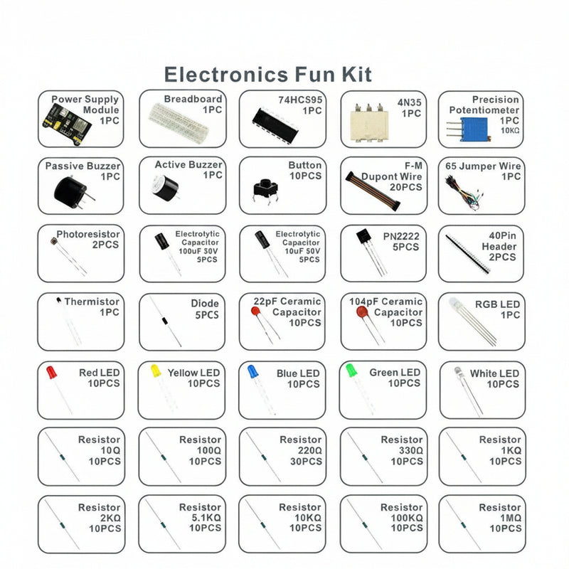 Load image into Gallery viewer, Electronics Fun Kit for Arduino – Complete DIY Starter Kit with Breadboard
