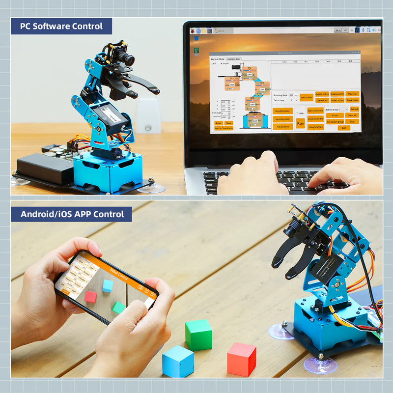 Load image into Gallery viewer, Hiwonder ArmPi mini 5DOF Vision Robotic Arm Powered by Raspberry Pi 5 Support Python, OpenCV Target Tracking for Beginners
