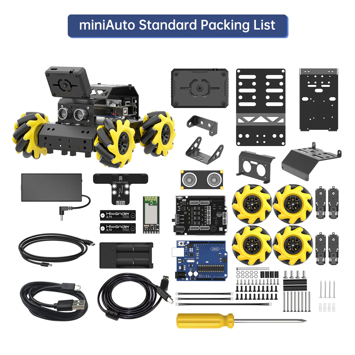 Hiwonder miniAuto AI Vision Robot Base on Arduino UNO R3 Controller with 360° Omnidirectional Mecanum Wheels