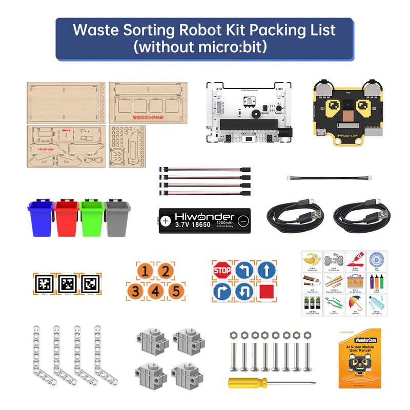 Load image into Gallery viewer, Waste Sorting Robot Kit: Hiwonder AI Vision Waste Classification Kit with Audio Broadcast Powered by micro:bit
