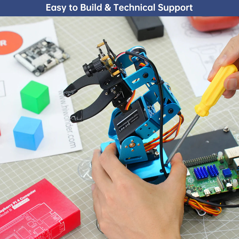 Load image into Gallery viewer, Hiwonder ArmPi mini 5DOF Vision Robotic Arm Powered by Raspberry Pi 5 Support Python, OpenCV Target Tracking for Beginners
